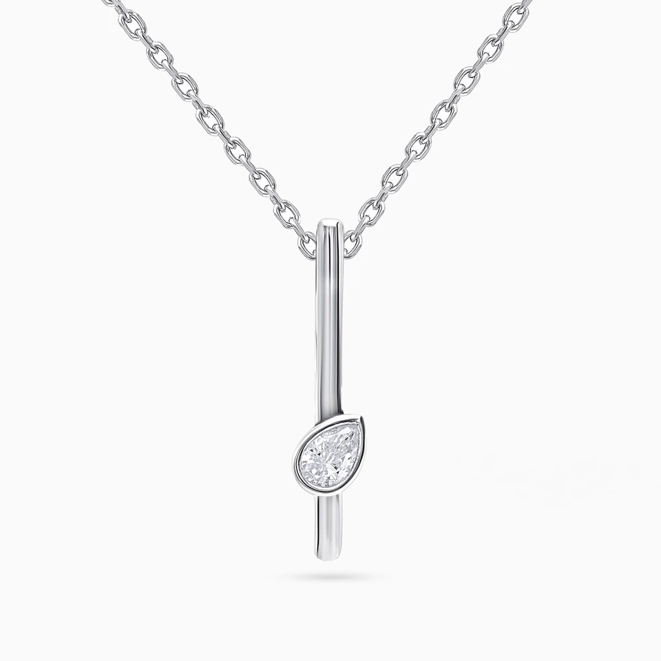 Vertical Bar & Drop Lab Grown Diamond Sterling Silver Necklace Vertical Bar & Drop Lab Grown Diamond Sterling Silver Necklace