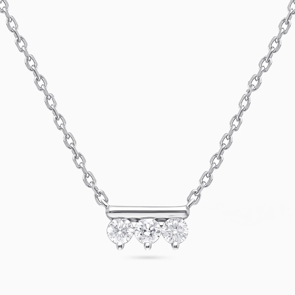 Three Stone Lab Grown Diamond Sterling Silver Necklace Three Stone Lab Grown Diamond Sterling Silver Necklace