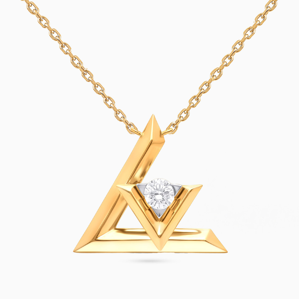 V Shape Lab Grown Diamond Gold Plated Necklace V Shape Lab Grown Diamond Gold Plated Necklace