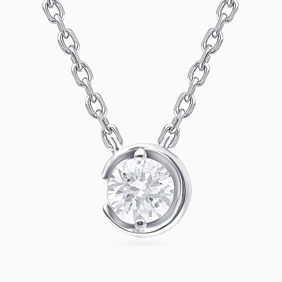 Round Lab Grown Diamond Sterling Silver Necklace Round Lab Grown Diamond Sterling Silver Necklace