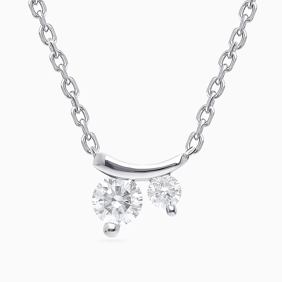 Two Round Drops Lab Grown Diamond Sterling Silver Necklace Two Round Drops Lab Grown Diamond Sterling Silver Necklace
