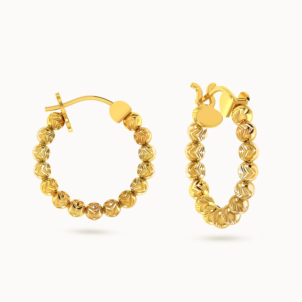 Beads Hoop Earrings In 18K Gold Beads Hoop Earrings In 18K Gold