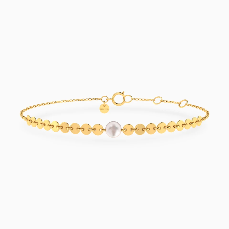 Oval Motifs Pearl Chain Bracelet In 18K Gold Oval Motifs Pearl Chain Bracelet In 18K Gold