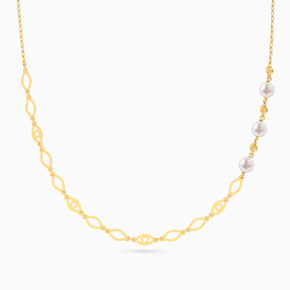 Marquise & Eyes Pearl Necklace In 18K Gold Marquise & Eyes Pearl Necklace In 18K Gold