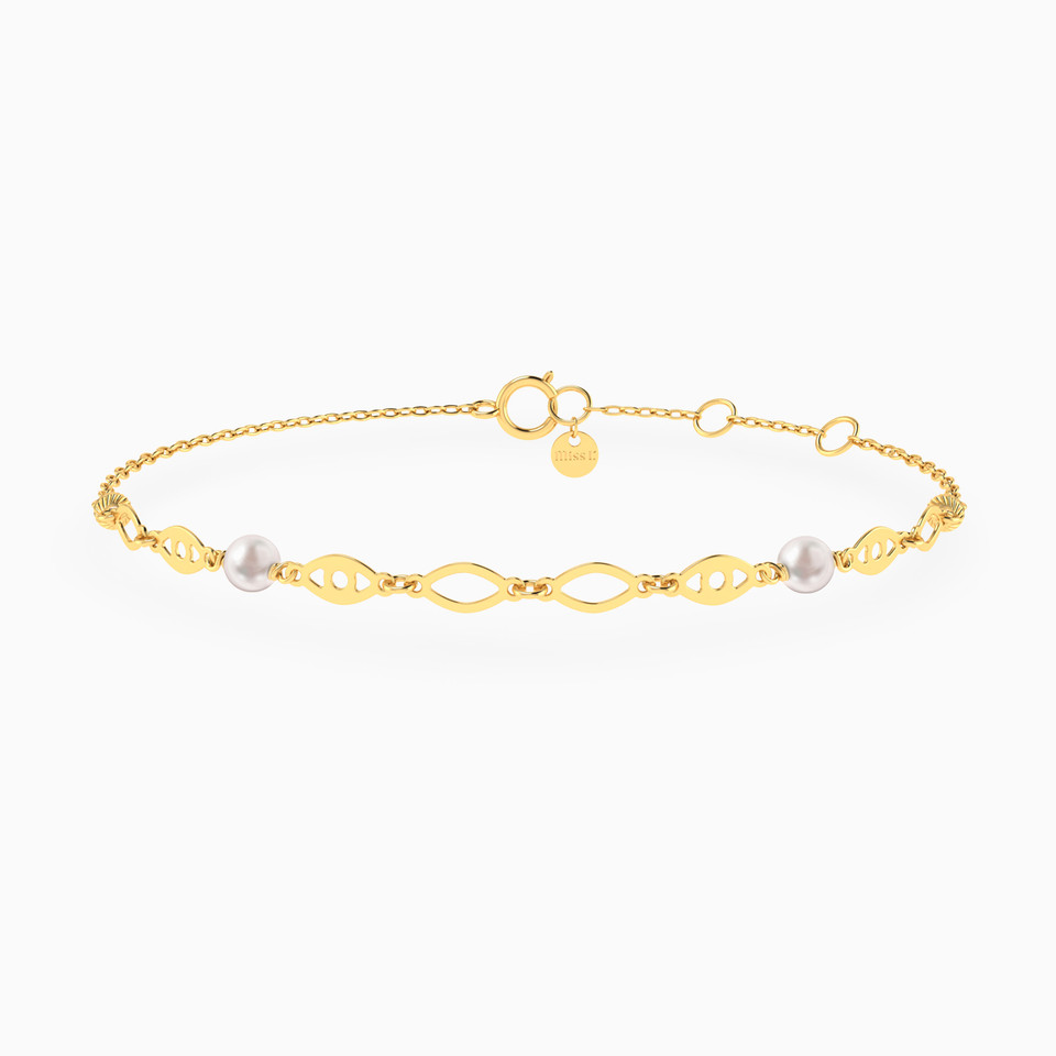 Marquise Pearl Chain Bracelet In 18K Gold Marquise Pearl Chain Bracelet In 18K Gold