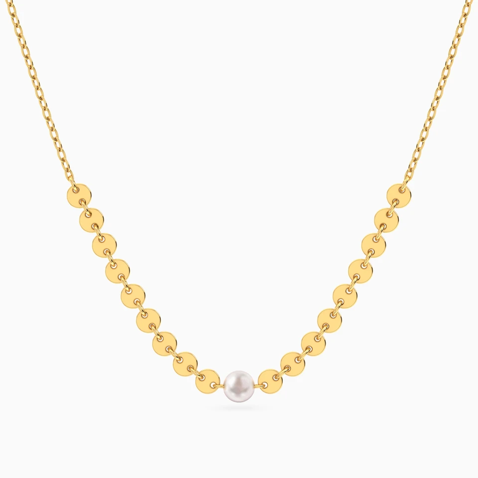 Oval Motifs Pearl Necklace In 18K Gold Oval Motifs Pearl Necklace In 18K Gold