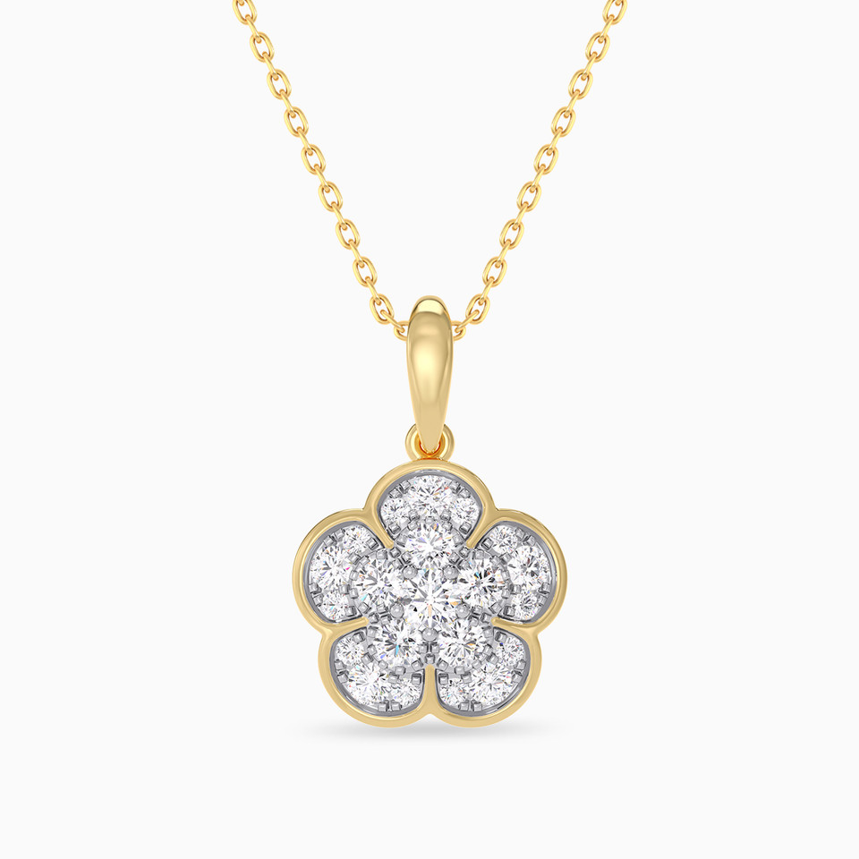 Floral Cluster Diamond Necklace In 18K Gold Floral Cluster Diamond Necklace In 18K Gold
