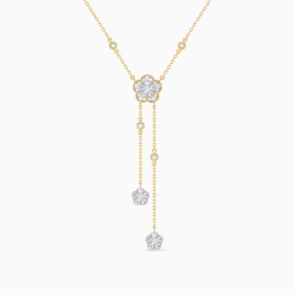 Floral Diamond Lariat Necklace In 18K Gold Floral Diamond Lariat Necklace In 18K Gold
