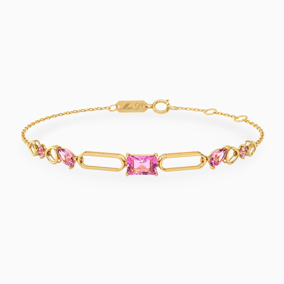 Links Rose Stone Chain Bracelet in 18K Gold Links Rose Stone Chain Bracelet in 18K Gold