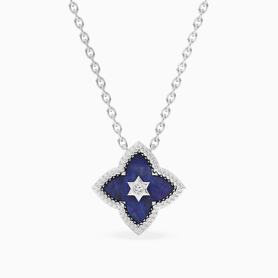 Flower Lab Grown Diamonds Sterling Silver Necklace Flower Lab Grown Diamonds Sterling Silver Necklace