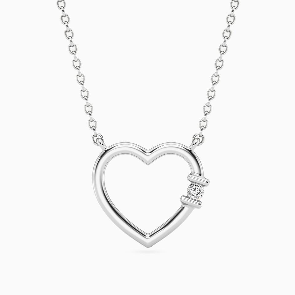 Heart Lab Grown Diamonds Sterling Silver Necklace Heart Lab Grown Diamonds Sterling Silver Necklace