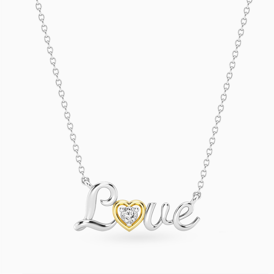 (Love) word Lab Grown Diamonds Sterling Silver Necklace (Love) word Lab Grown Diamonds Sterling Silver Necklace