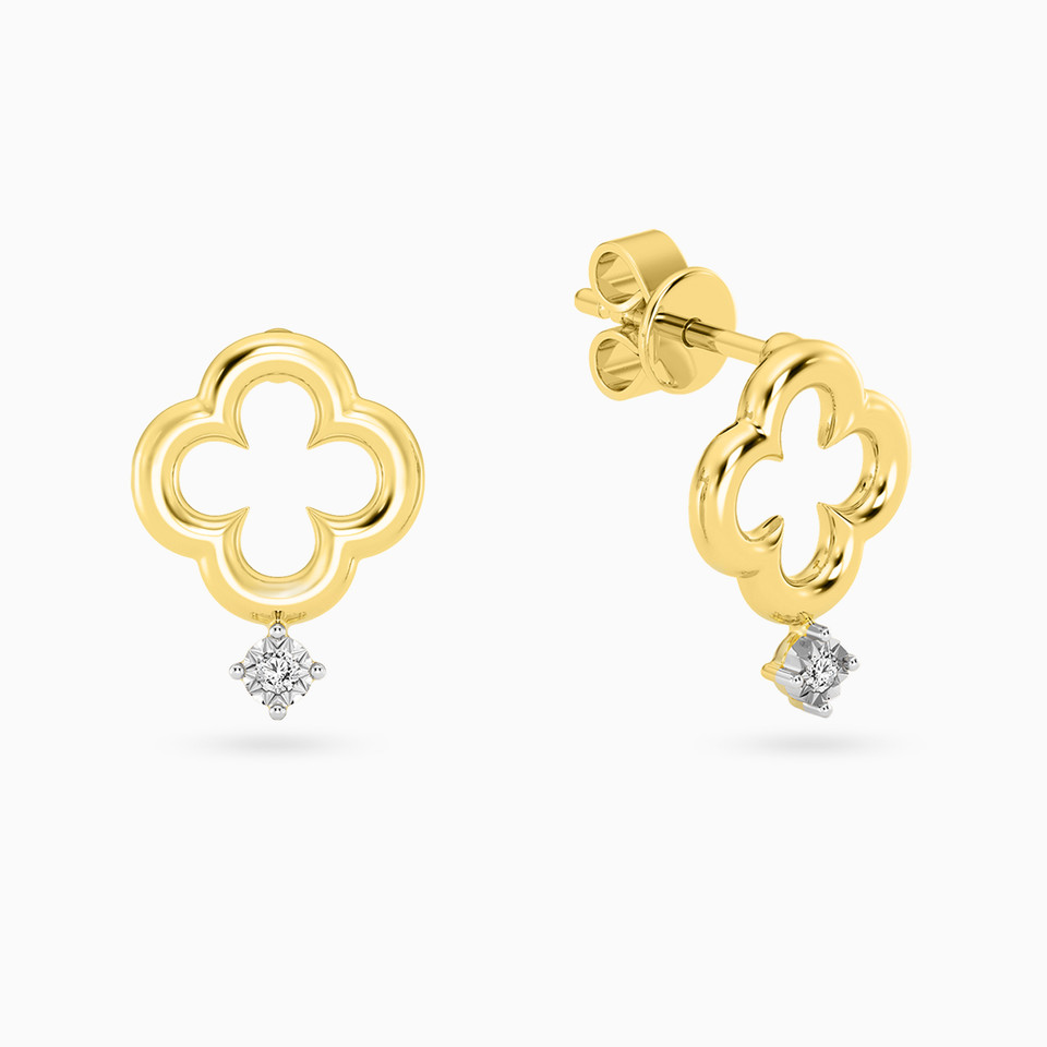 Quatrefoil Lab Grown Diamonds Gold Plated Stud Earrings Quatrefoil Lab Grown Diamonds Gold Plated Stud Earrings