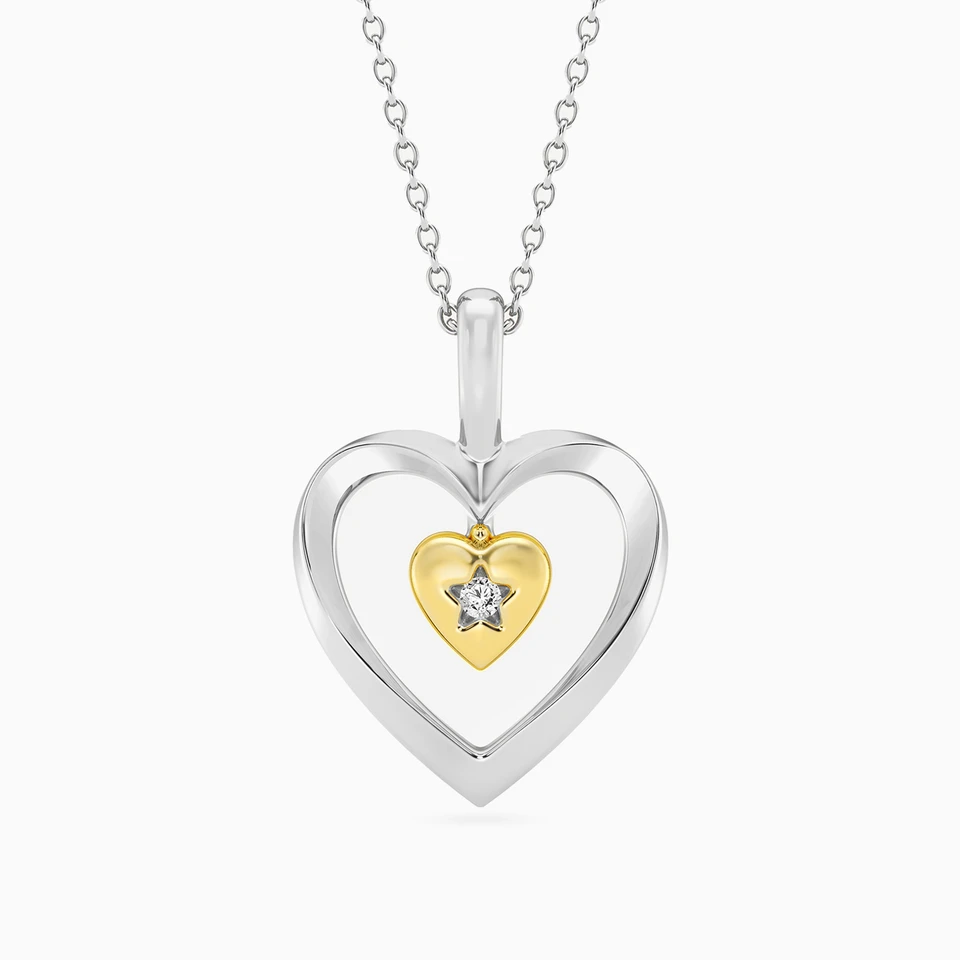 Double Hearts Lab Grown Diamonds Sterling Silver Necklace Double Hearts Lab Grown Diamonds Sterling Silver Necklace