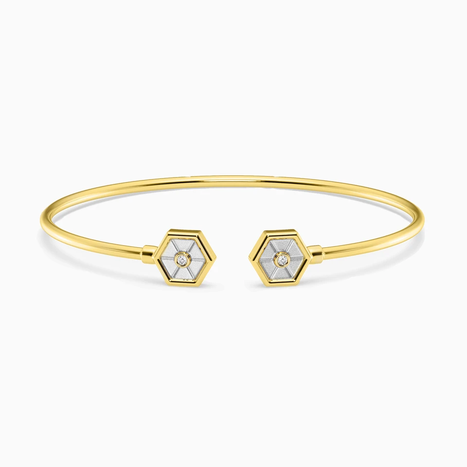 Hexagon Lab Grown Diamonds Gold Plated Cuff Bracelet Hexagon Lab Grown Diamonds Gold Plated Cuff Bracelet