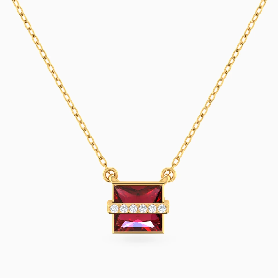 Square Red Stone Necklace in 18K Gold Square Red Stone Necklace in 18K Gold