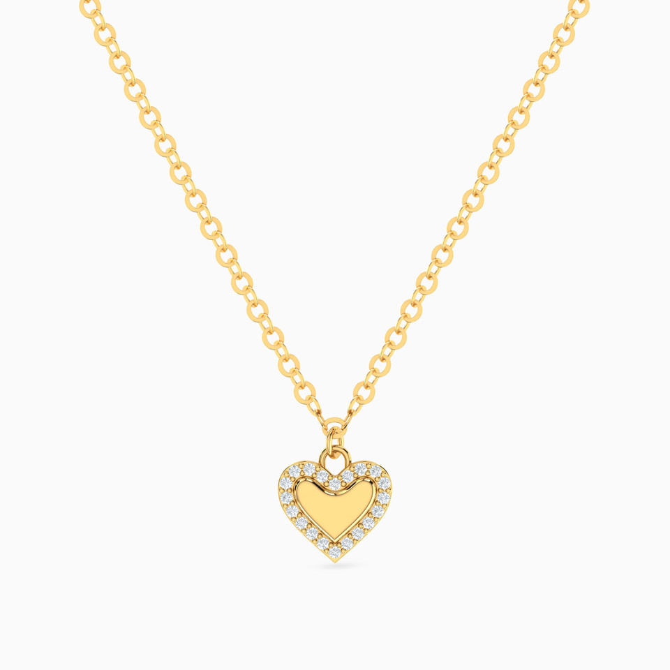 Kids Young Heart Diamond Necklace In 18K Gold Kids Young Heart Diamond Necklace In 18K Gold