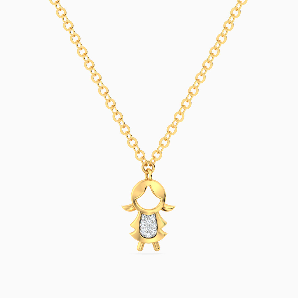 Kids Young Girl Diamond Necklace In 18K Gold Kids Young Girl Diamond Necklace In 18K Gold
