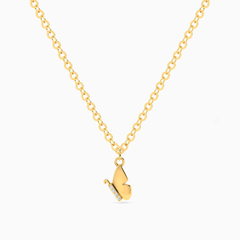 Kids Butterfly Wing Diamond Necklace In 18K Gold Kids Butterfly Wing Diamond Necklace In 18K Gold