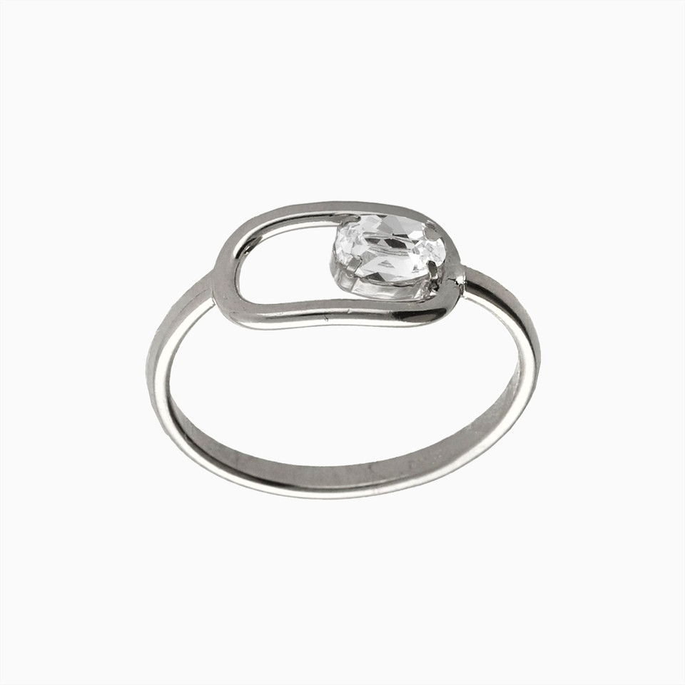 Open Oval Frame Cubic Zirconia Sterling Silver Ring Open Oval Frame Cubic Zirconia Sterling Silver Ring