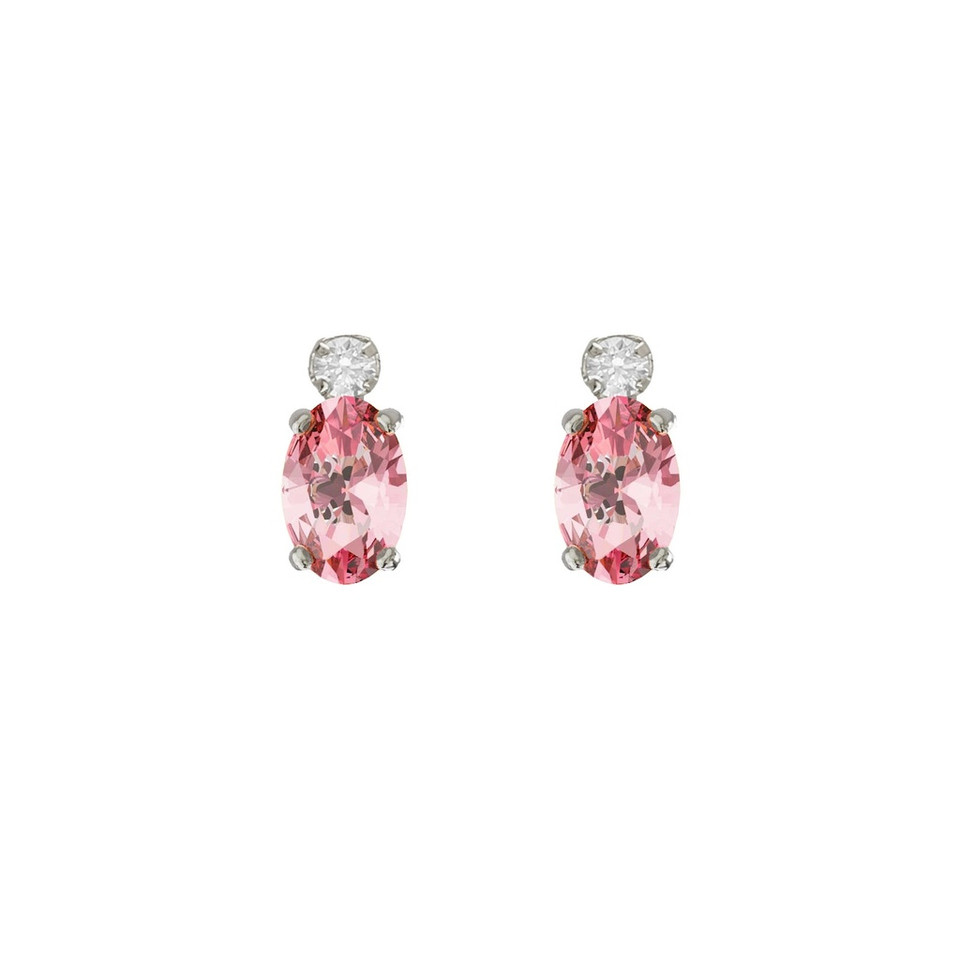 Oval Pink Stone Sterling Silver Stud Earrings Oval Pink Stone Sterling Silver Stud Earrings