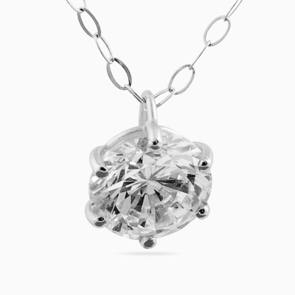 Round Cubic Zirconia Necklace in 18K Gold Round Cubic Zirconia Necklace in 18K Gold