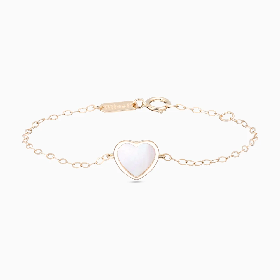 Kids Heart Pearl Chain Bracelet in 18K Gold Kids Heart Pearl Chain Bracelet in 18K Gold