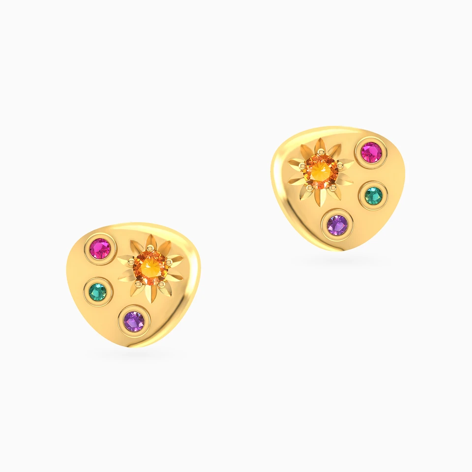 Circle Colored Stones Stud Earrings in 18K Gold Circle Colored Stones Stud Earrings in 18K Gold