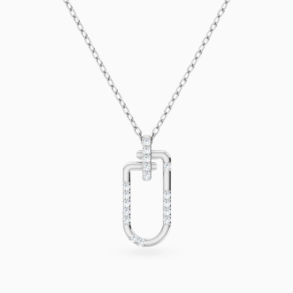 Dropped Paperclip Diamond Necklace in 18K Gold Dropped Paperclip Diamond Necklace in 18K Gold