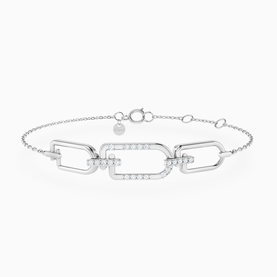 Row of Paperclip Diamond Chain Bracelet in 18K Gold Row of Paperclip Diamond Chain Bracelet in 18K Gold