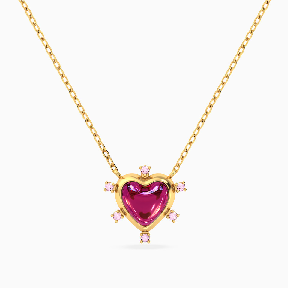 Heart Red Stone Necklace in 18K Gold Heart Red Stone Necklace in 18K Gold