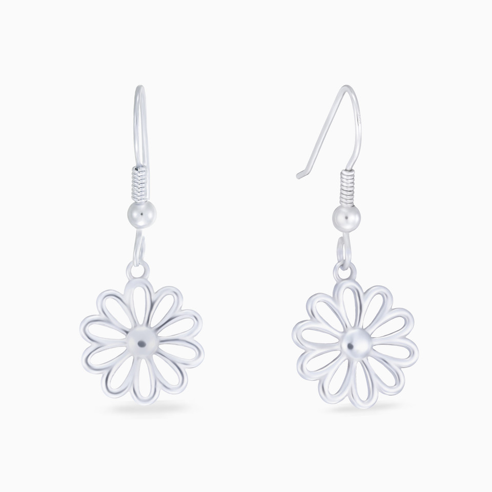 Blooming Flower Drop Earrings in Sterling Silver Blooming Flower Drop Earrings in Sterling Silver