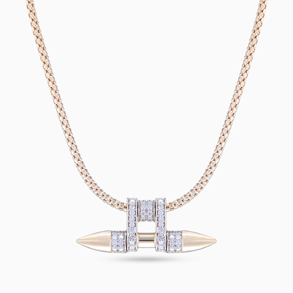 Sculptural Bar & Loops Diamond Popcorn Necklace in 18K Gold Sculptural Bar & Loops Diamond Popcorn Necklace in 18K Gold