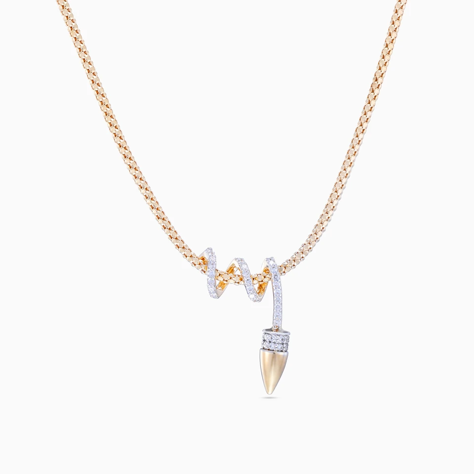 Looping Line & Drop Diamond Popcorn Necklace in 18K Gold Looping Line & Drop Diamond Popcorn Necklace in 18K Gold