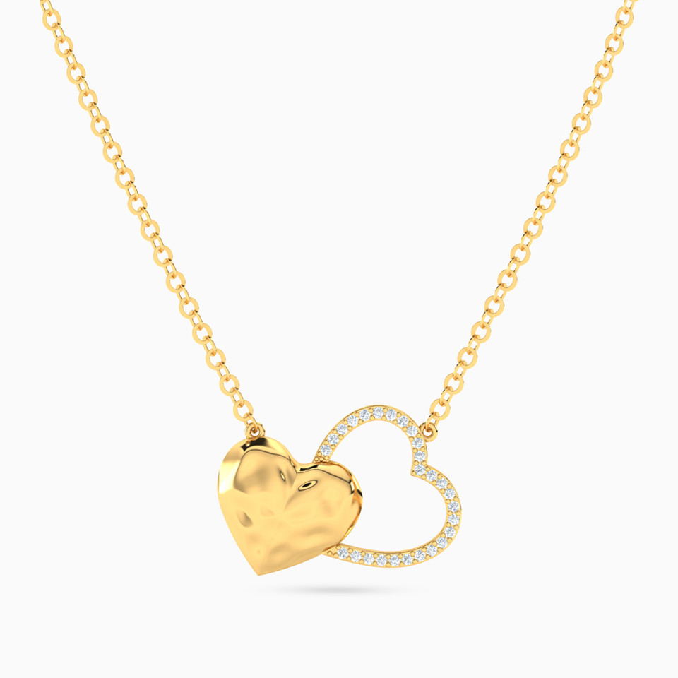 Two Hearts Diamond Necklace in 18K Gold Two Hearts Diamond Necklace in 18K Gold
