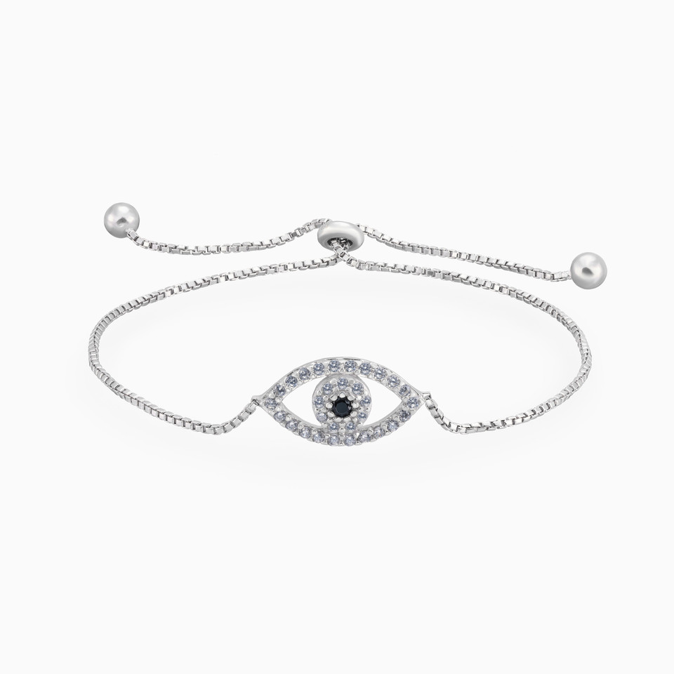 Eye Colored Stones Chain Bracelet in Sterling Silver Eye Colored Stones Chain Bracelet in Sterling Silver