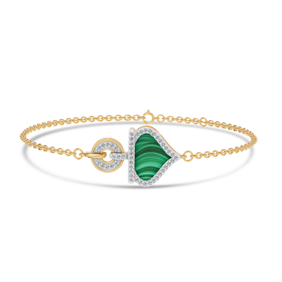 Ramadan Round & Ogee Arch Malachite Diamond Chain Bracelet 18K Gold Ramadan Round & Ogee Arch Malachite Diamond Chain Bracelet 18K Gold