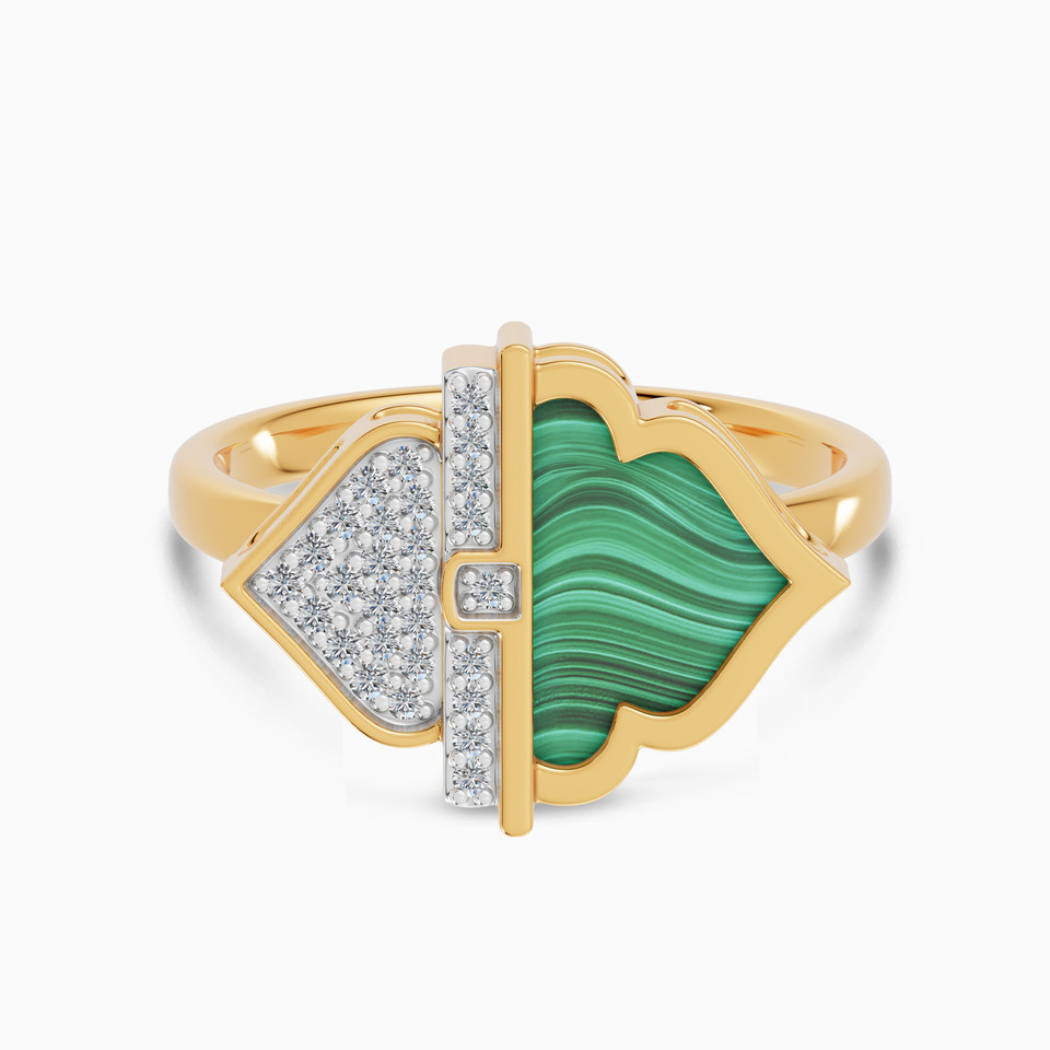 Ramadan Triangle & Arch Malachite Diamond Ring 18K Gold Ramadan Triangle & Arch Malachite Diamond Ring 18K Gold