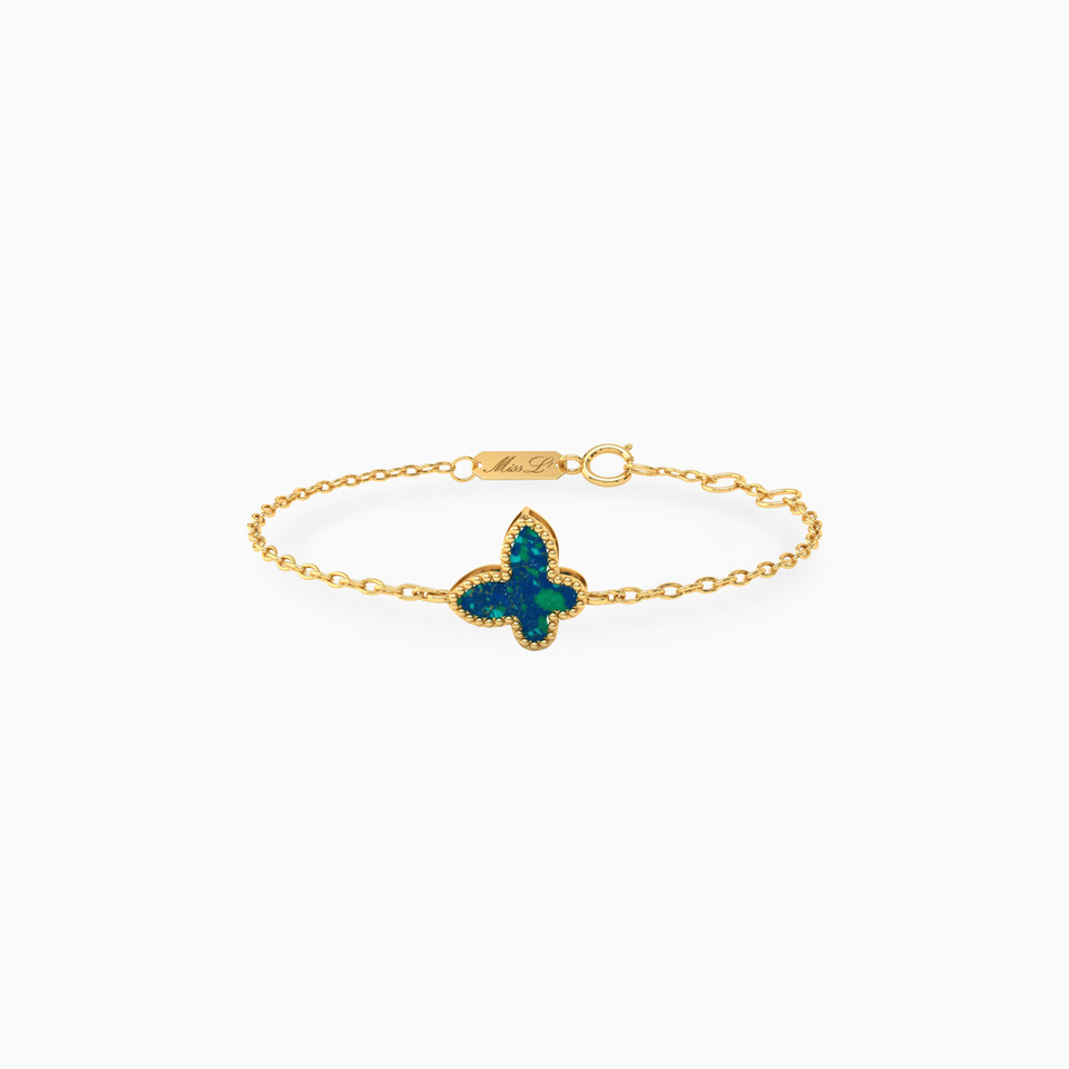 Kids Butterfly Blue Stone Chain Bracelet in 18K Gold Kids Butterfly Blue Stone Chain Bracelet in 18K Gold