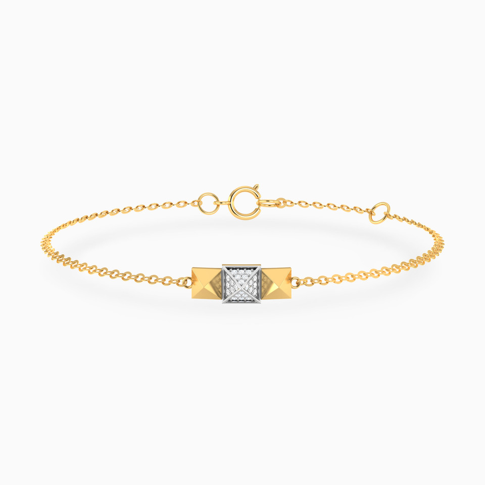 Three Pyramids Diamond Chain Bracelet 18K Gold Three Pyramids Diamond Chain Bracelet 18K Gold