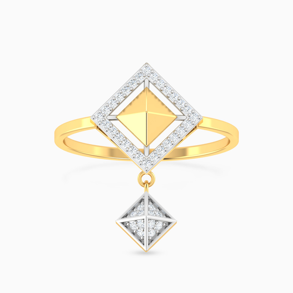 Pyramid & Halo Diamond Ring 18K Gold Pyramid & Halo Diamond Ring 18K Gold