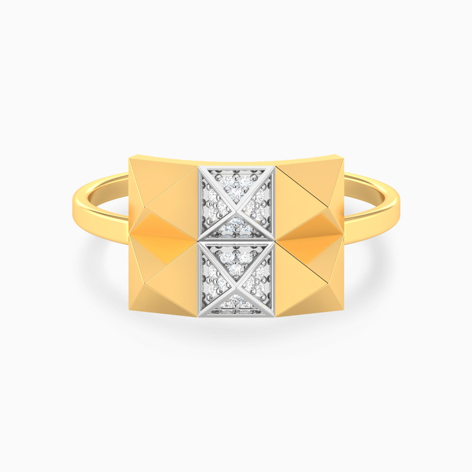 Pyramid & Rectangle Diamond Ring 18K Gold Pyramid & Rectangle Diamond Ring 18K Gold