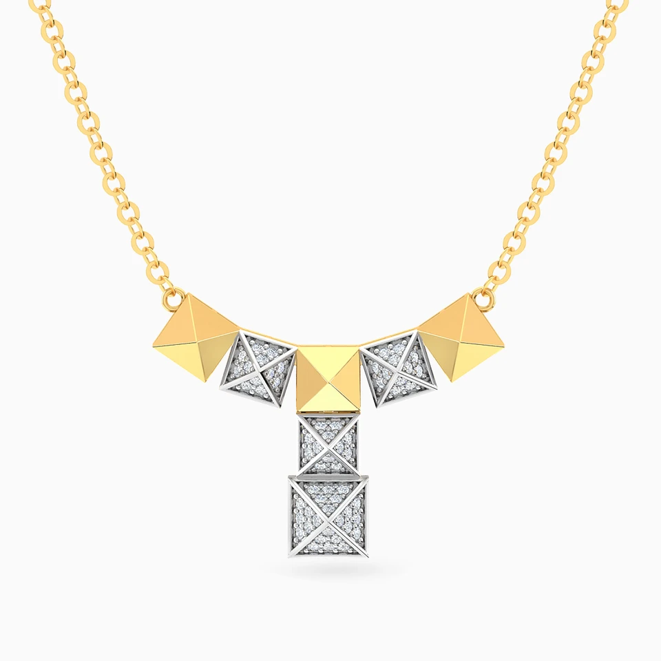 Polished Pyramids Diamond Lariat Necklace in 18K Gold Polished Pyramids Diamond Lariat Necklace in 18K Gold