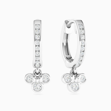 Kids Bow & Circles Diamond Huggie Earrings in 18K Gold - ERS250313