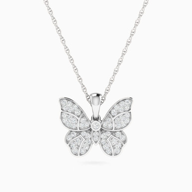 Kids Butterfly Diamond Necklace in 18K Gold - PD250099