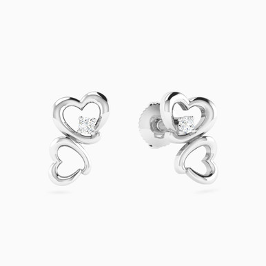 Kids Two Hearts Diamond Stud Earrings in 18K Gold - ER250055 Kids Two Hearts Diamond Stud Earrings in 18K Gold - ER250055