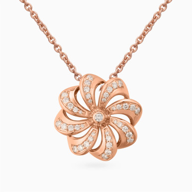 Spiral Flower Diamond Necklace in 18K Gold - PN118006R8