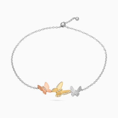 Three Butterflies Diamond Chain Bracelet in 18K Gold - BL124145X8