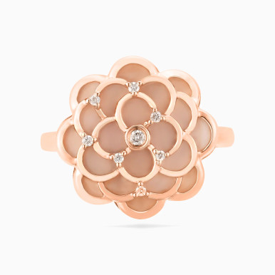Layered Flower Diamond Ring in 18K Gold - RG125793R8