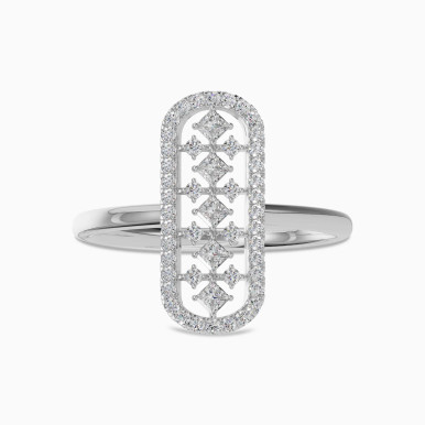 Elongated Oval Frame Diamond Ring in 18K Gold - RG103067
